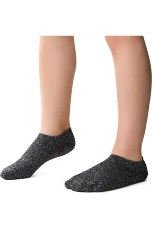 Steven Černo-stříbrné bambusové nízké ponožky pro dívky Art.152 JZ041, BLACK- SILVER