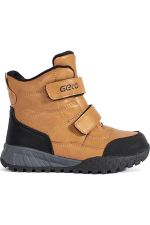 SHELOVET Zateplené chlapecké camel kotníkové boty na suchý zip A-208BR