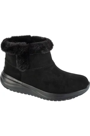 Skechers Černé semišové dámské zimní kotníkové boty On-The-Go Stellar - Cozy Step 144775-BBK