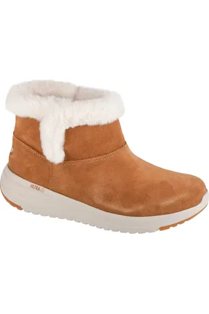 Skechers Světle hnědé dámské semišové zimní kotníkové boty On-The-Go Stellar - Cozy Step 144775-CSNT