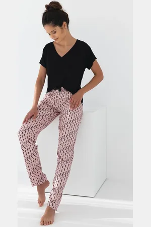 Sensis Černo-růžové dámské pyžamo Ambar kr/r S-XL