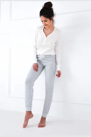Sensis Bílo-modré kostkované pyžamo Desire dł/r S-XL