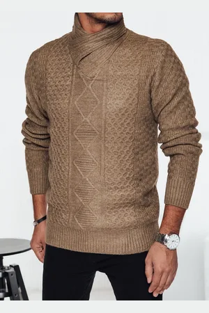 Basics from Amsterdam Světle hnědý pánský svetr s šálovým límcem WX2255