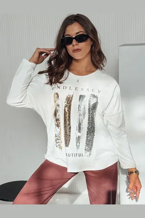 Basics from Amsterdam Bílé dámské oversize tričko s dlouhým rukávem MODEZINE RY2689