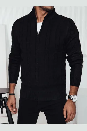 Basics from Amsterdam Černý pánský svetr s límečkem na zip WX2265