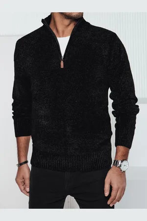Basics from Amsterdam Černý pánský stylový svetr se zipem u límce WX2235