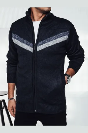 Basics from Amsterdam Tmavě modrý zateplený pánský svetr na zip WX2259