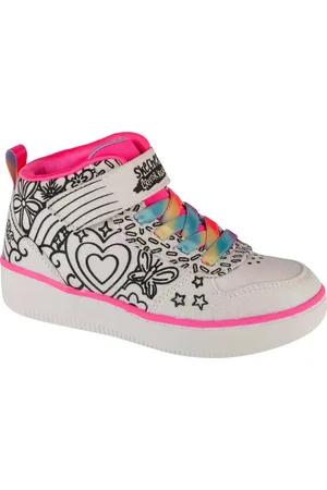 Skechers Bílé dívčí kotníkové tenisky Sport Court 92 - Color Me Kicks 302213L-WMLT