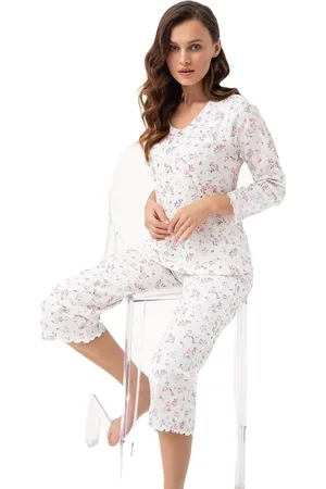 Luna Smetanové květované dámské pyžamo 391 S-2XL Z25