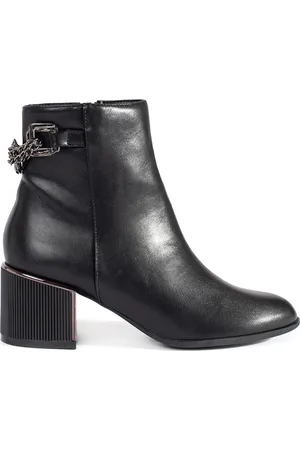 GOODIN Černé kotníkové dámské boty na elegantním podpatku, podpatek 6 cm GD-FL2054A-B