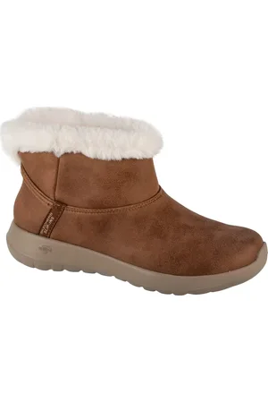 Skechers Hnědé dámské kotníkové boty s kožíškem Slip-Ins: On-The-Go - Cozy Dream 144800-CSNT