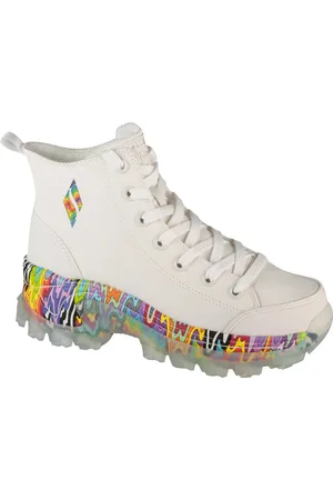 Skechers Bíle dámské kotníkové boty se vzorovanou podrážkou Jen Stark: Hi-Ryze - See-Thru Drip 177963-WMLT
