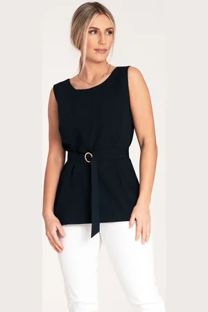 Figl Dámská tmavě modrá elegantní halenka bez rukávů M1071 Navy