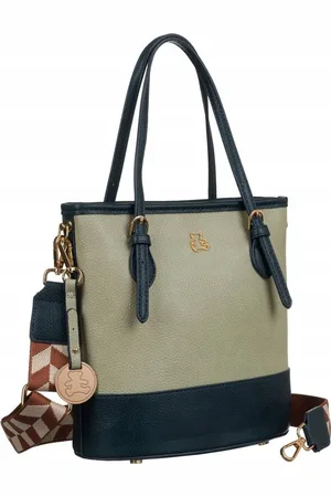 Basics from Amsterdam LuluCastagnette Černo-zelená dámská shopper kabelka se vzorovaným popruhem [DH] TATIANA