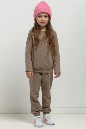 Tessita Dívčí hnědá basic mikina máma a dcera MMD39 - cappuccino Rozmiar: 104