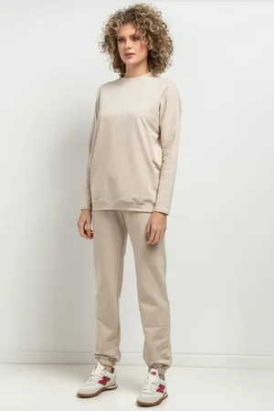 Tessita Dámská světle béžová basic mikina máma a dcera MMM39 - light beige Rozmiar: M/L