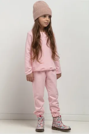 Tessita Světle růžové dívčí joggers kalhoty máma a dcera MMD38 - light pink Rozmiar: 104