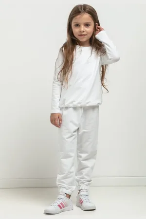 Tessita Bílé dívčí joggers kalhoty máma a dcera MMD38 - white Rozmiar: 104