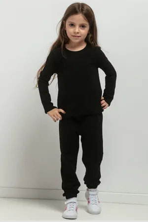 Tessita Černé dívčí joggers kalhoty máma a dcera MMD38 - black Rozmiar: 104
