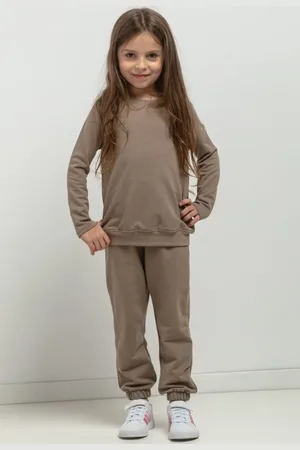 Tessita Hnědé dívčí joggers kalhoty máma a dcera MMD38 - cappuccino Rozmiar: 104