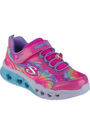 Skechers Růžové dívčí svítící tenisky Flutter Heart Lights-Groovy Swirl 303253L-HPLV