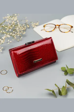 LORENTI Vínová lesklá vzorovaná peněženka S152 55020-RS-1176 RED