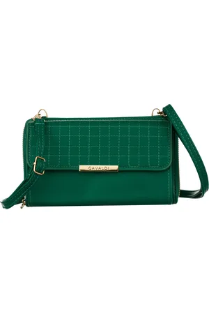 Basics from Amsterdam 4U Cavaldi Tmavě zelená prošívaná velká peněženka s odnímatelným popruhem M832 M-17