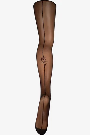 Gatta Černé dámské plus size silonky s ozdobným švem na zadní straně Art Tattoo 20 den wz.08 5-XL
