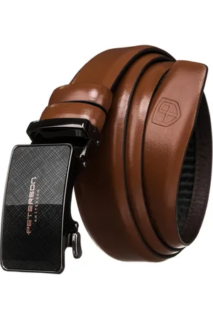 Peterson Hnědý pánský opasek s černou sponou PTN A001 BROWN