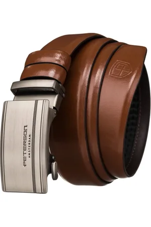 Peterson Hnědý elegantní opasek se stříbrnou sponou PTN A006 BROWN