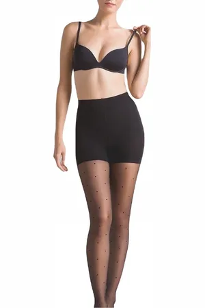 Gabriella Černé zeštíhlující silonky s puntíky Secret Shaper 680 Puntina 20 den Plus size