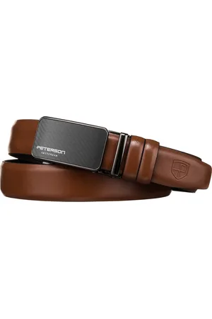 Peterson Hnědý elegantní opasek s černou sponou PTN A002 BROWN