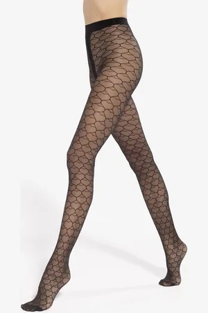 Gatta Černé dámské plus size vzorované silonky Lovely 20 den wz.09 5-XL
