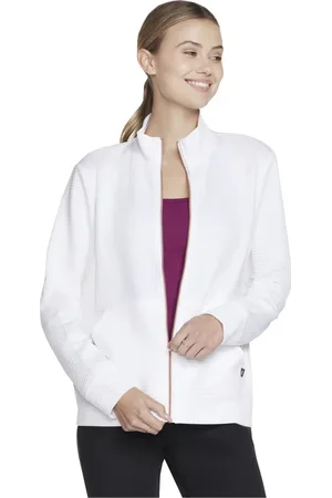 Skechers Bílá dámská mikina na zip Go Walk Everywhere Full Zip Hoodless W3JA261-WHT