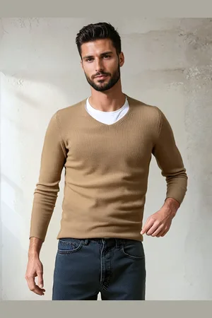 Basics from Amsterdam Pánský hnědý klasický svetr WX2306