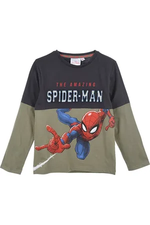 SPIDERMAN Zeleno-šedé chlapecké tričko s dlouhým rukávem Spider - Man