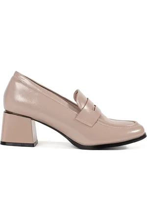 GOODIN Béžové polobotky na podpatku, podpatek 5 cm GD-FL471D.BE