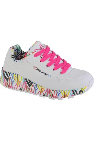Skechers Bílé dívčí tenisky Uno Lite 314976L-WMLT