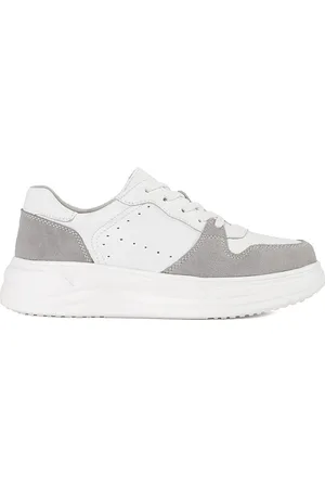 GOODIN Bílo-šedé kožené sneakersy na platformě GD-XF-123W/G