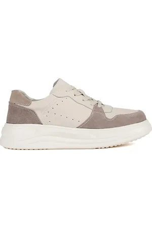 GOODIN Béžové kožené sneakersy na platformě GD-XF-123BE