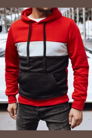 Basics from Amsterdam Pánská červená mikina s bílo-černými pruhy BX5812