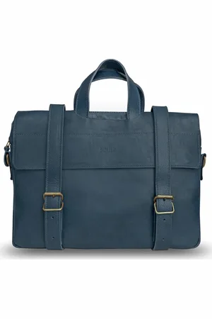 Solier Modrá kožená aktovka s popruhy SL03 (SR03 NAVY)