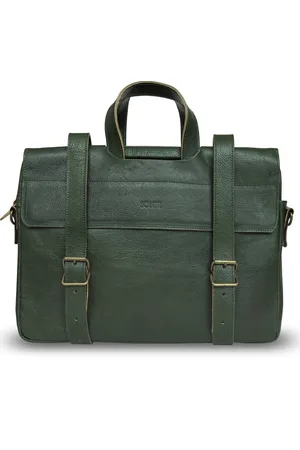 Solier Zelená kožená aktovka s popruhy SL03 (SR03 GREEN)