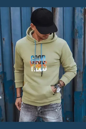 Basics from Amsterdam Zelená mikina s nápisem GOOD VIBES BX5379
