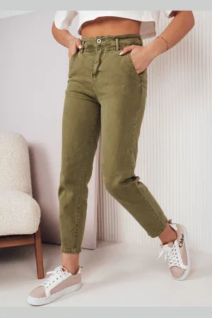 Basics from Amsterdam Khaki rovné kalhoty mom fit FINN UY1594