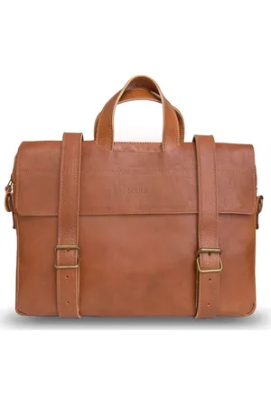 Solier Karamelová kožená aktovka s popruhy SL03 ( SR03 LIGHT BROWN)