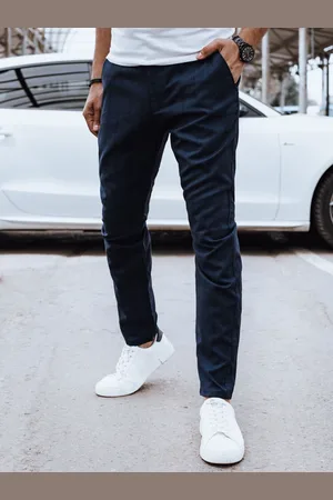 Basics from Amsterdam Tmavě modré ležérní kárované kalhoty UX4395