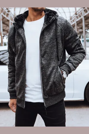 Basics from Amsterdam Tmavě šedá zateplená mikina s kapucí BX5626