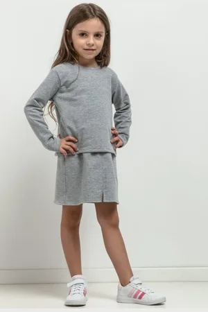 Tessita Dívčí světle šedá sukně s rozparkem - máma a dcera MMD40 - light grey Rozmiar: 104