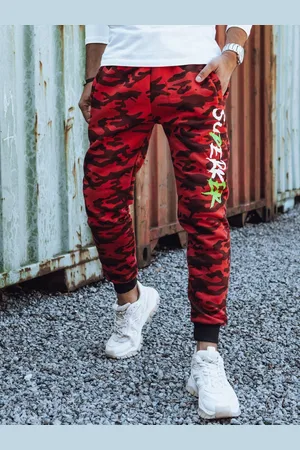 Basics from Amsterdam Červené pánské maskáčové jogger tepláky UX4443
